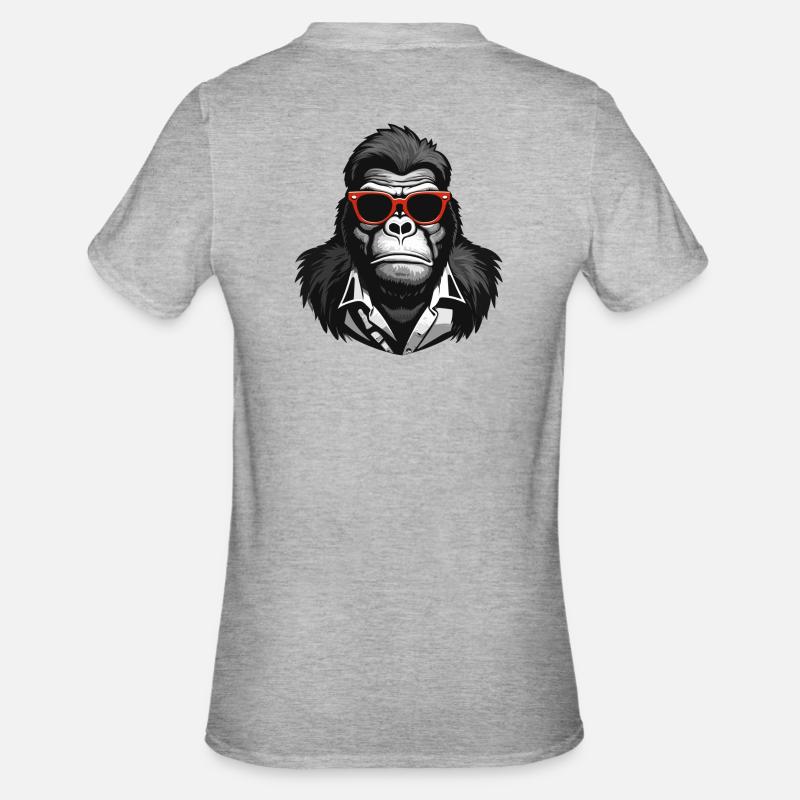 Gorilla, Affe, Primat - Unisex Polycotton T-Shirt - Grau meliert