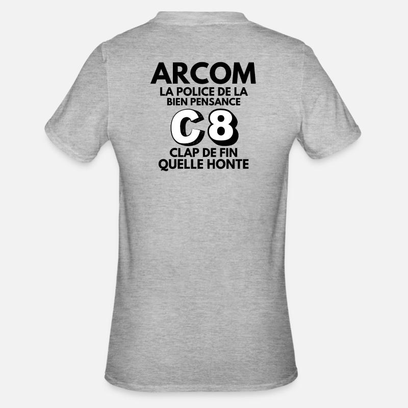 C8, liberté d'expression, média, tv - T-shirt polycoton Unisexe - gris chiné