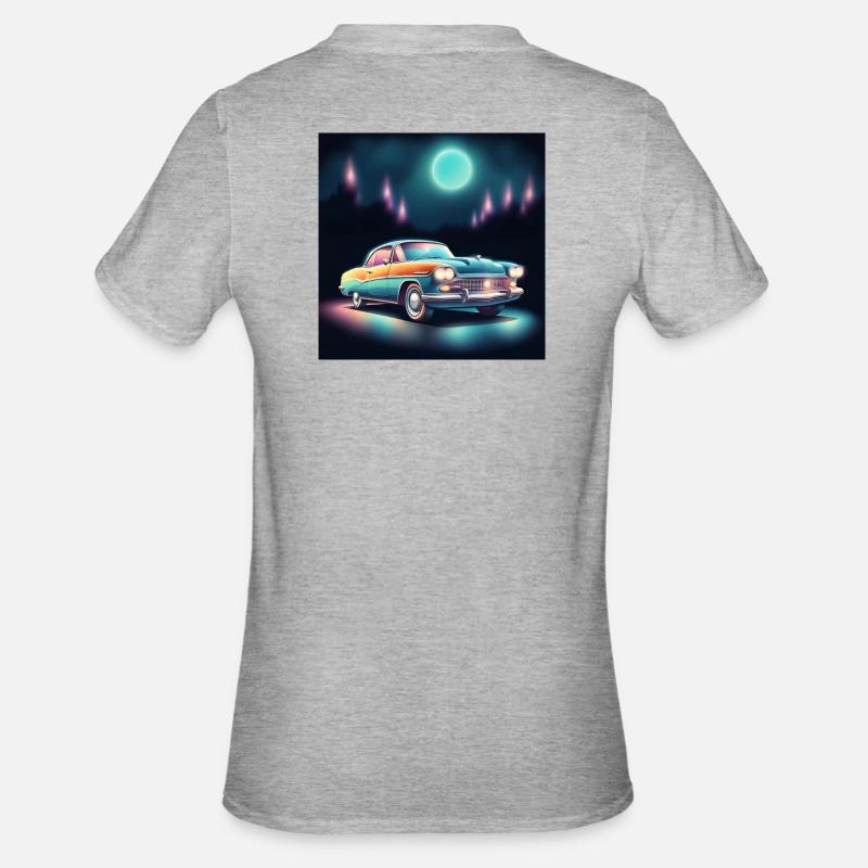 Retro Auto - Unisex Polycotton T-Shirt - Grau meliert