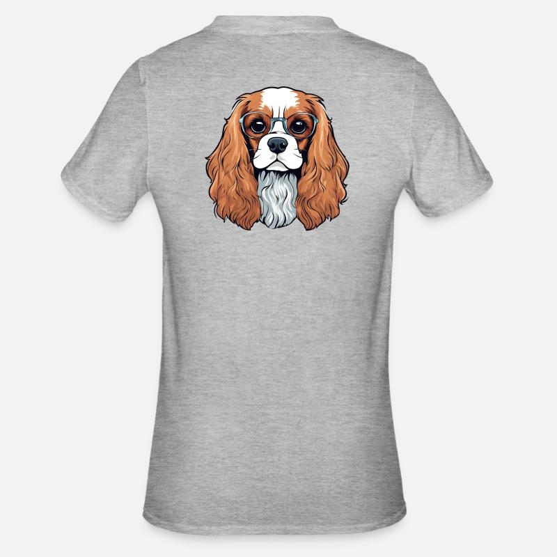 cavalier King Charles, chien, chien mignon - T-shirt polycoton Unisexe - gris chiné