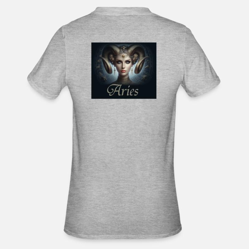 Aries -  Sternzeichen Widder - Unisex Polycotton T-Shirt - Grau meliert