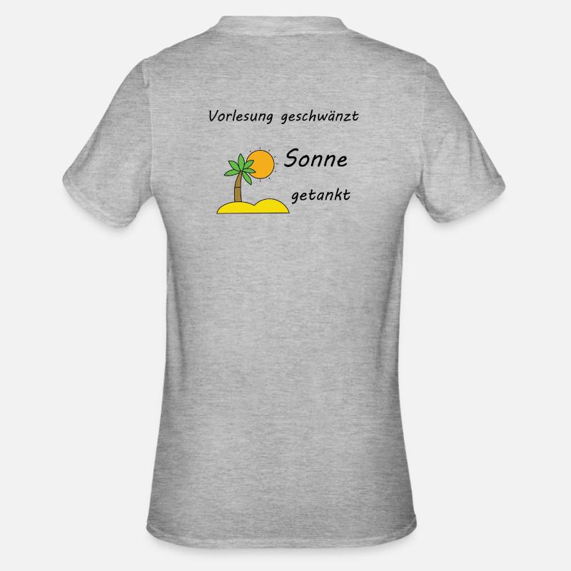 Unispruch "Sonne getankt" Geschenk, Studenten - Unisex Polycotton T-Shirt - Grau meliert