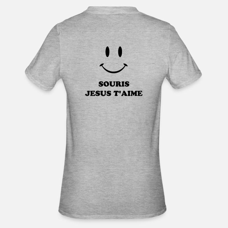 souris jesus t'aime - T-shirt polycoton Unisexe - gris chiné
