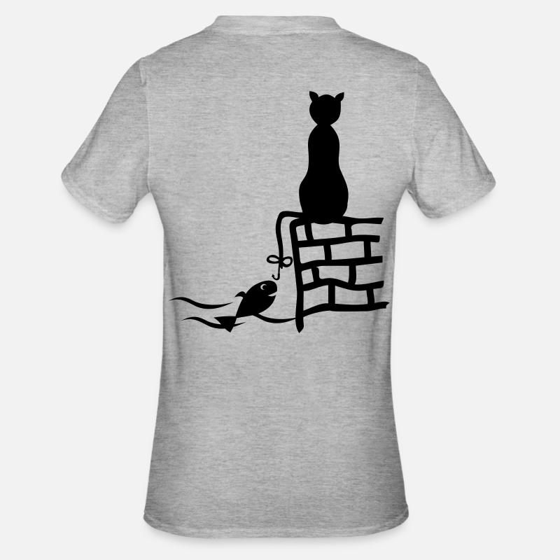 cat de pêche - T-shirt polycoton Unisexe - gris chiné