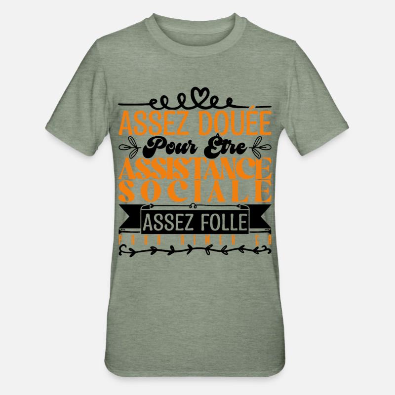 Cadeau Assistante Sociale. Parfaite Assistante. - T-shirt polycoton Unisexe - vert kaki chiné