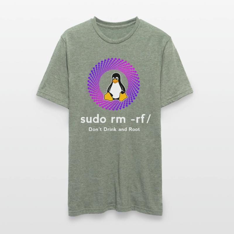 Ordinateur Sys admin Penguin Nerd pc sudo rm -rf cod T-shirt polycoton Unisexe
