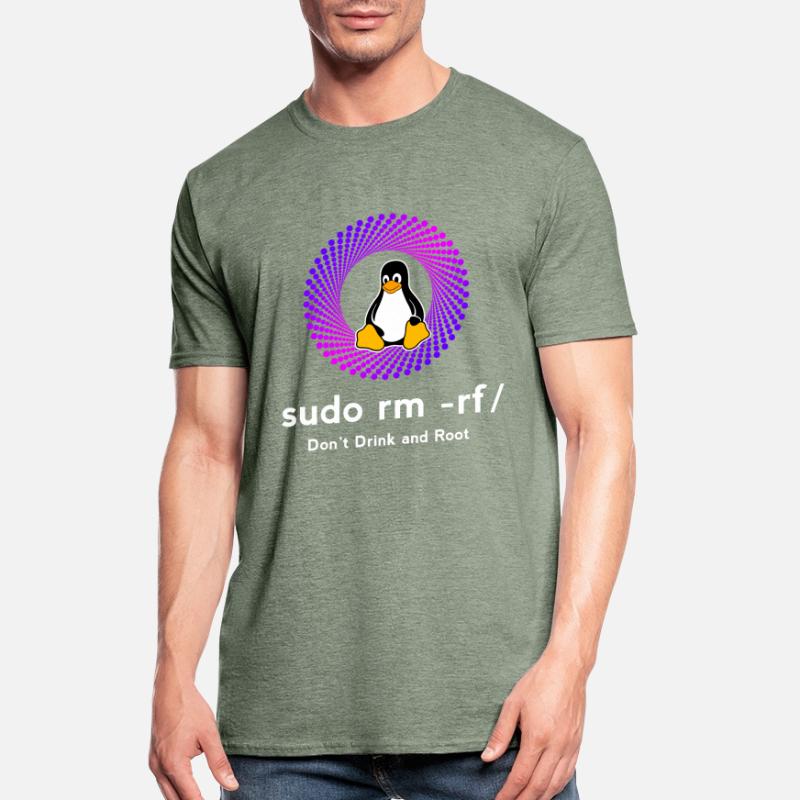 Ordinateur Sys admin Penguin Nerd pc sudo rm -rf cod T-shirt polycoton Unisexe