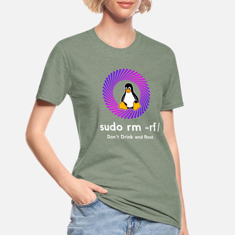 Ordinateur Sys admin Penguin Nerd pc sudo rm -rf cod T-shirt polycoton Unisexe