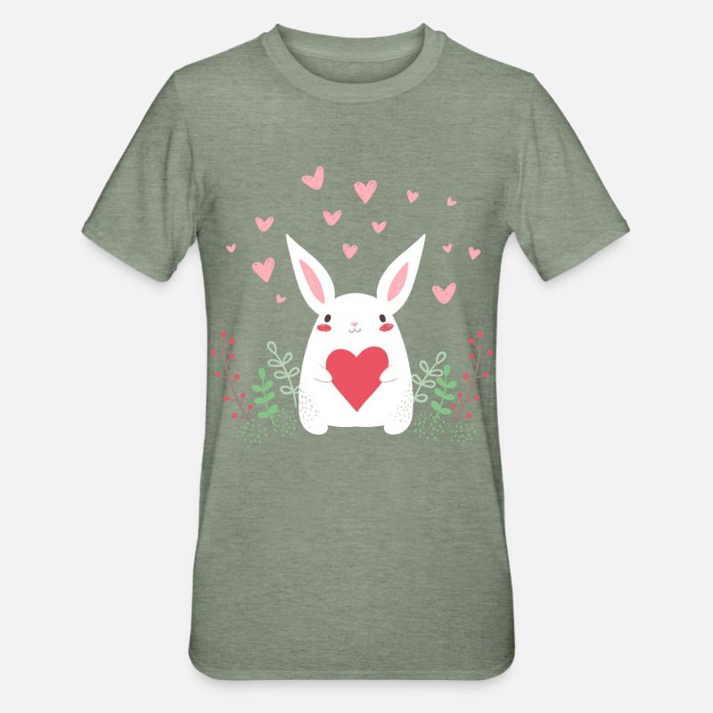 Eastern Bunny Easter Bunny Rabbit Ears Cute LOL - Unisex Polycotton T-Shirt - heather military green
