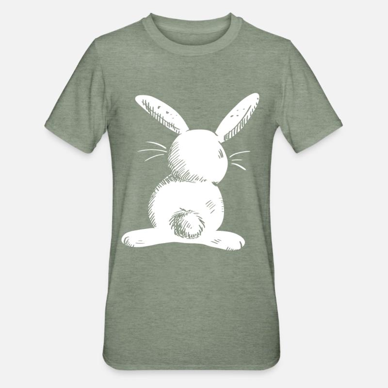 White long eared hare comic - Unisex Polycotton T-Shirt - heather military green