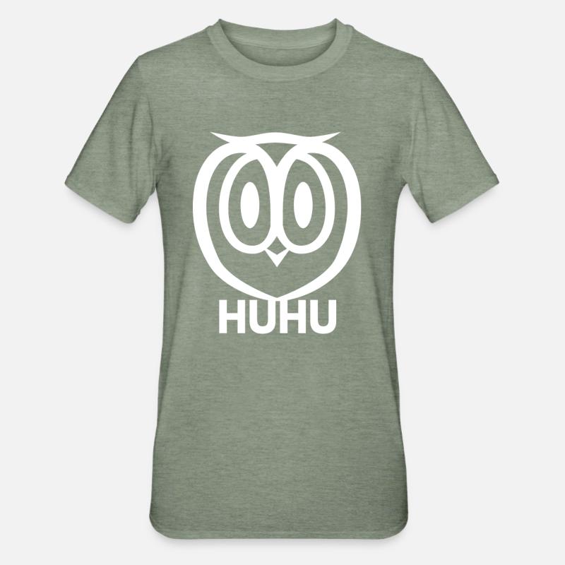 HuHu Eule - Unisex Polycotton T-Shirt - Militärgrün meliert