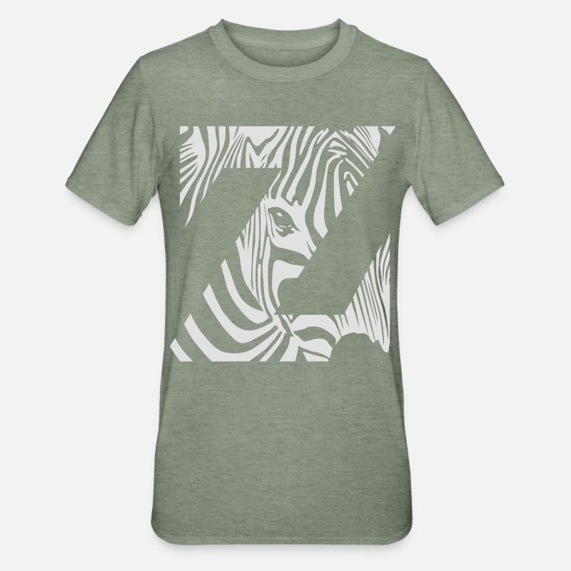 Zebra Mix Mono White - Unisex Polycotton T-Shirt - heather military green