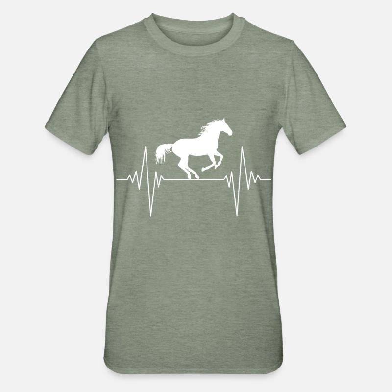 Silhouette du cheval battant de cœur - T-shirt polycoton Unisexe - vert kaki chiné