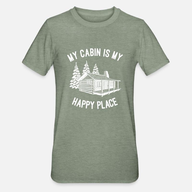 Ma cabane, mon lieu de bonheur - T-shirt polycoton Unisexe - vert kaki chiné