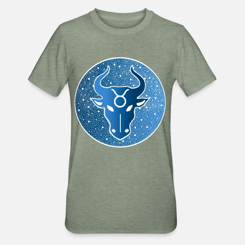Sternzeichen: Stier - Unisex Polycotton T-Shirt - Militärgrün meliert