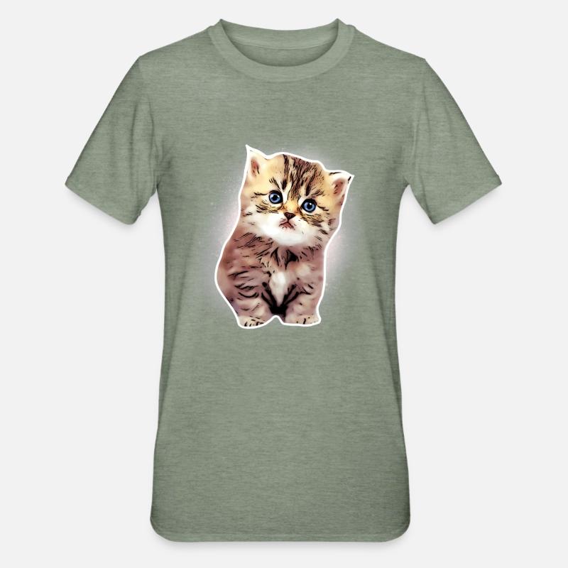 Bébé chat - T-shirt polycoton Unisexe - vert kaki chiné