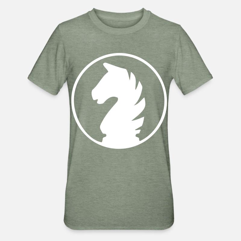 Schach - Pferd - Unisex Polycotton T-Shirt - Militärgrün meliert
