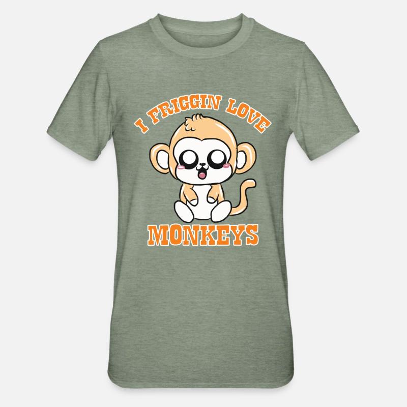 monkey - Unisex Polycotton T-Shirt - heather military green