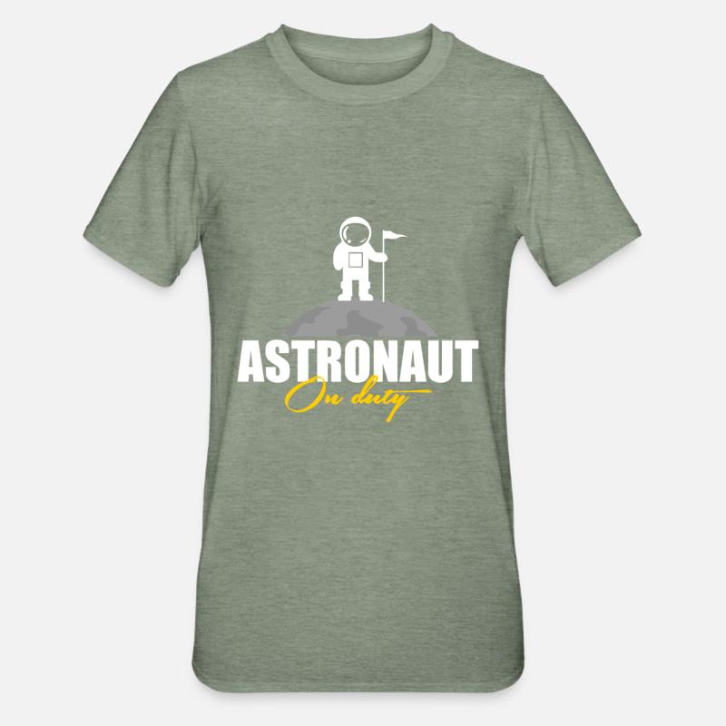 Astronaut im Einsatz Geschenk - Unisex Polycotton T-Shirt - Militärgrün meliert