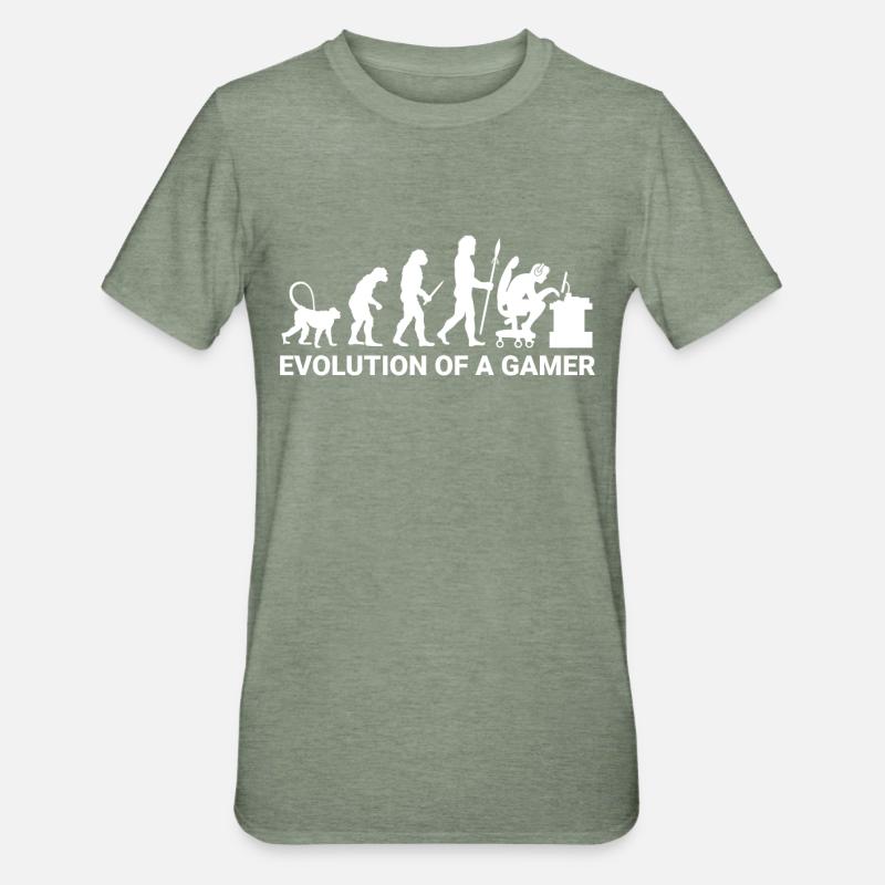 Évolution gamer - T-shirt polycoton Unisexe - vert kaki chiné