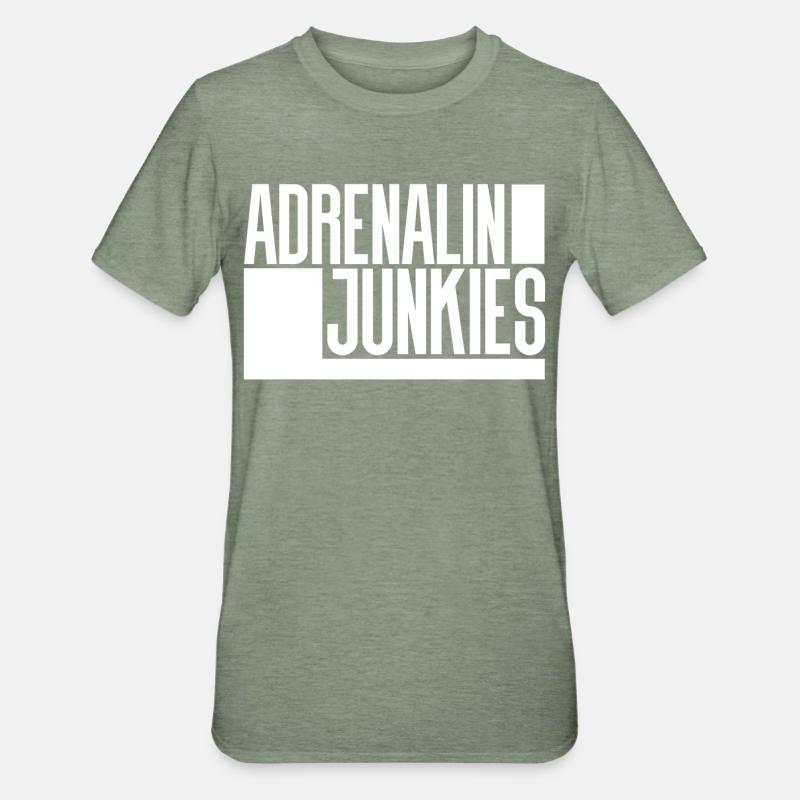 Adrenalin Junkies - Unisex Polycotton T-Shirt - Militärgrün meliert