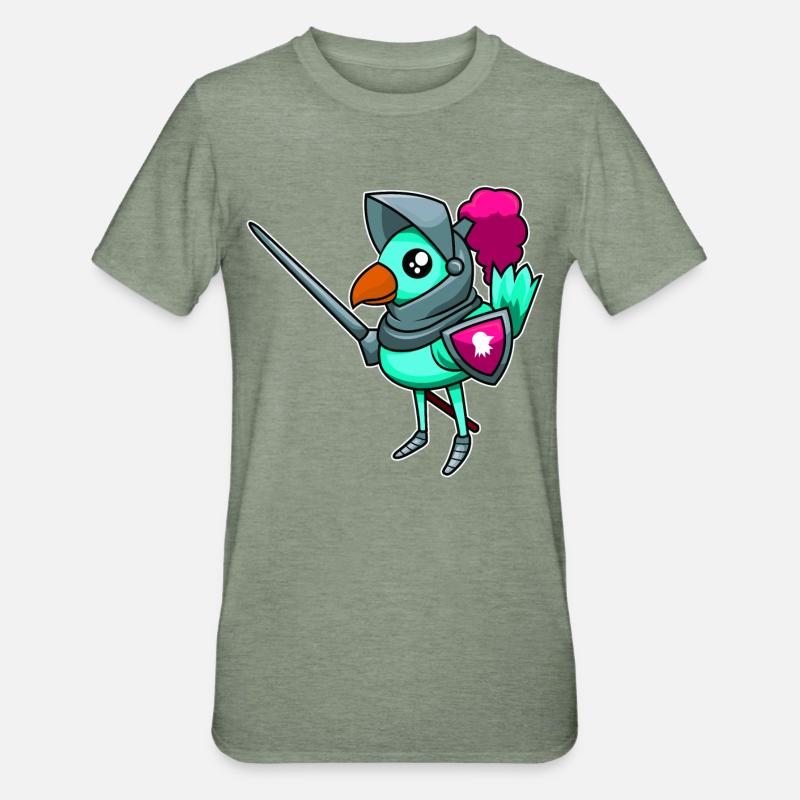 Ritterlicher Vogel - Unisex Polycotton T-Shirt - Militärgrün meliert