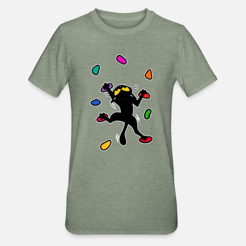 Boulder chat chat escalade escalade Escalade Drôle - T-shirt polycoton Unisexe - vert kaki chiné