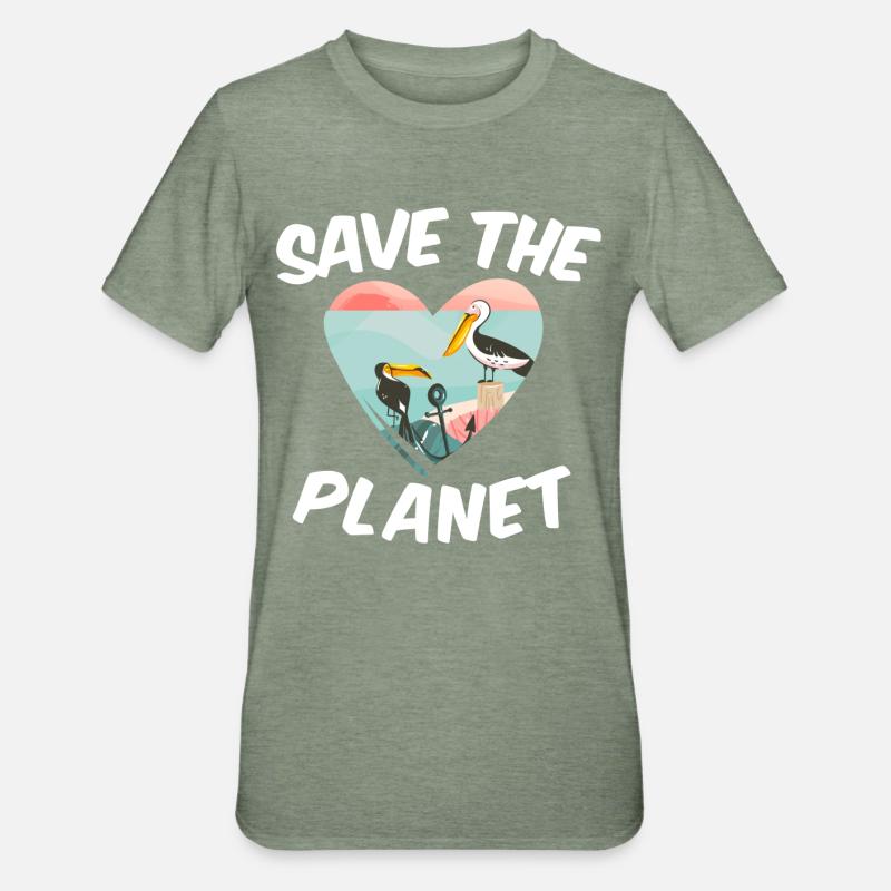 Save The Planet - T-shirt polycoton Unisexe - vert kaki chiné