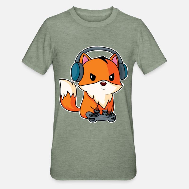 Gaming Fox - Conception Fox Player - T-shirt polycoton Unisexe - vert kaki chiné