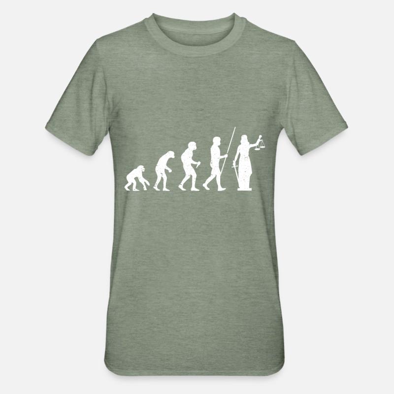 Juriste Jurist Law Justitia Évolution - T-shirt polycoton Unisexe - vert kaki chiné