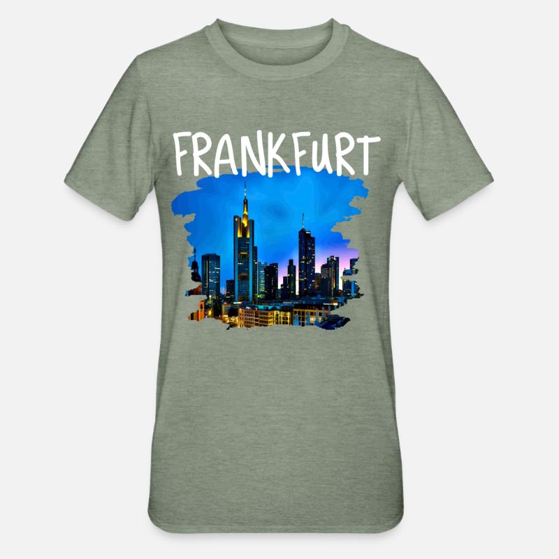 Skyline de Francfort - T-shirt polycoton Unisexe - vert kaki chiné