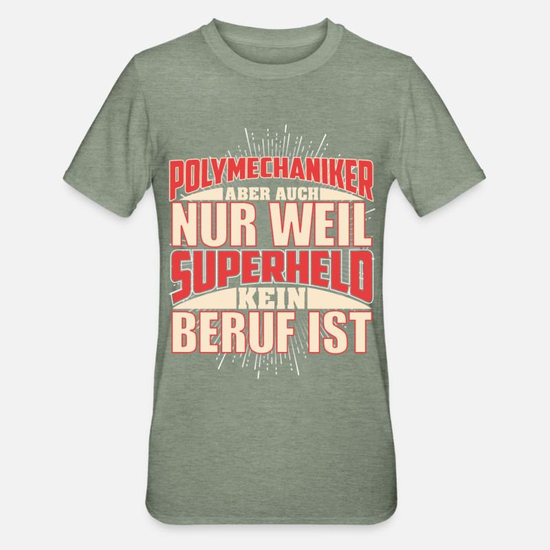 Polymechaniker Superheld - Unisex Polycotton T-Shirt - Militärgrün meliert