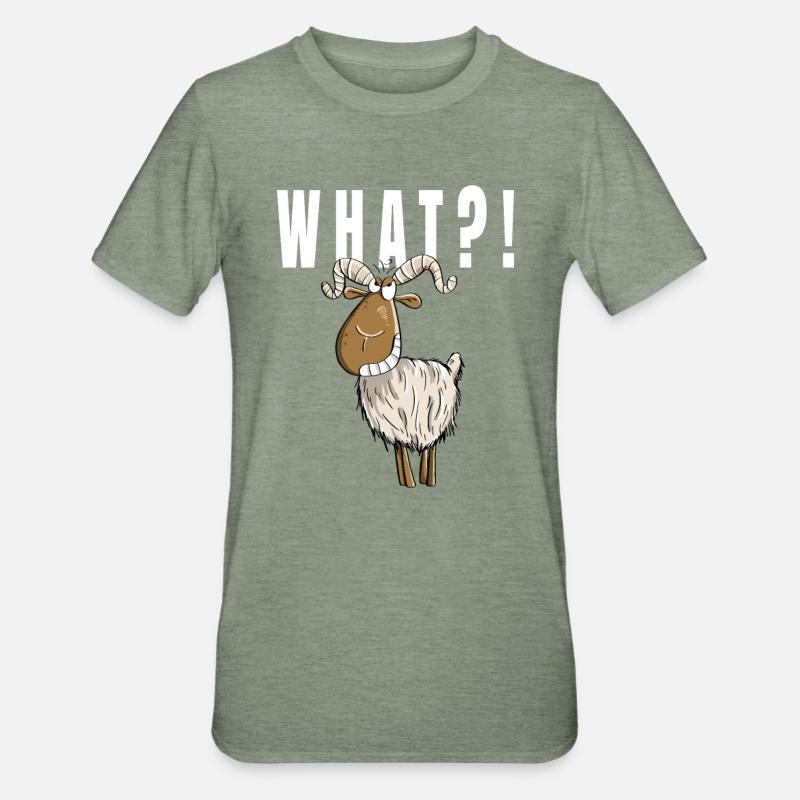 What ?! Drôle de chèvre - T-shirt polycoton Unisexe - vert kaki chiné