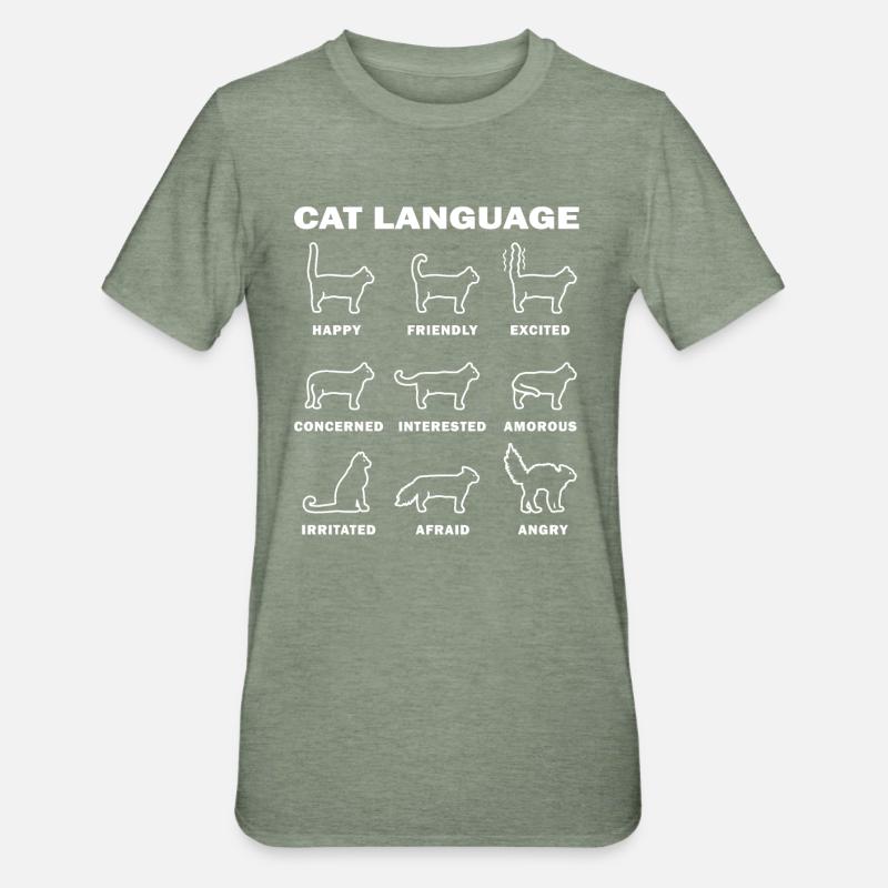 Langue des chats - T-shirt polycoton Unisexe - vert kaki chiné