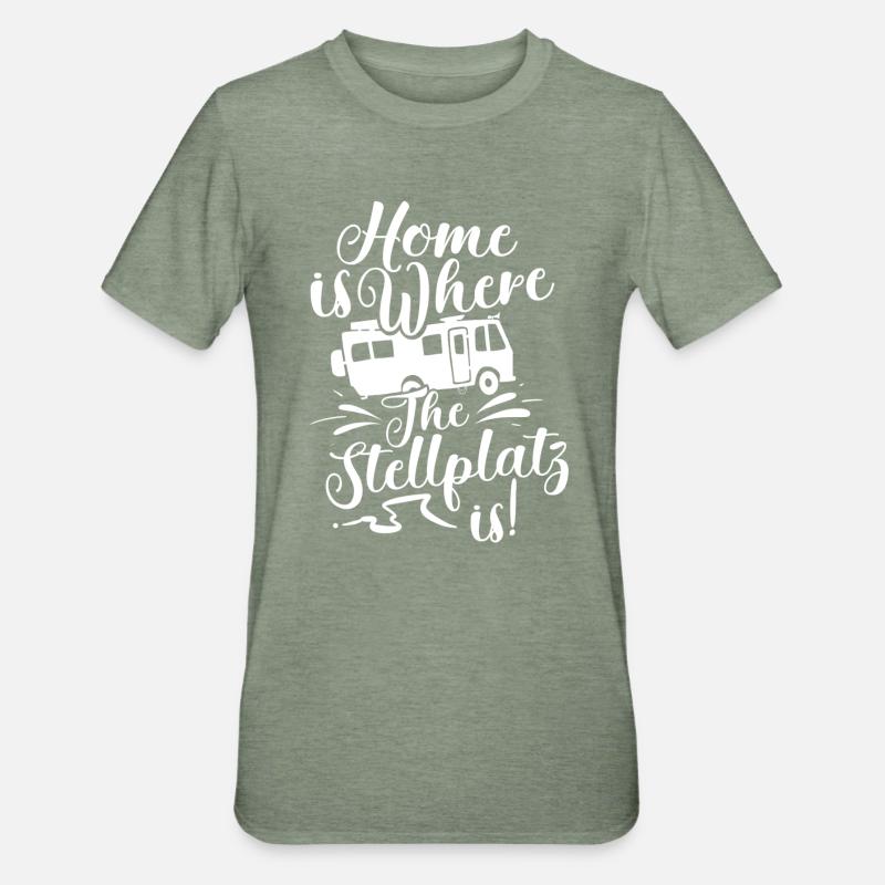 Camper Camping - Unisex Polycotton T-Shirt - Militärgrün meliert