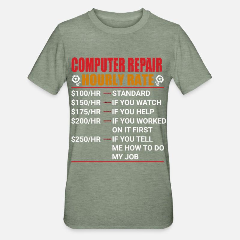 computer - Unisex Polycotton T-Shirt - heather military green