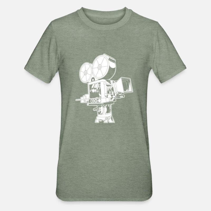 Caméra vidéo rétro - T-shirt polycoton Unisexe - vert kaki chiné