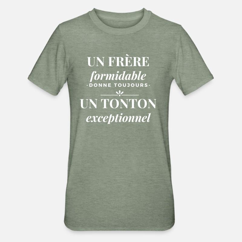 Frère formidable tonton exceptionnel - T-shirt polycoton Unisexe - vert kaki chiné
