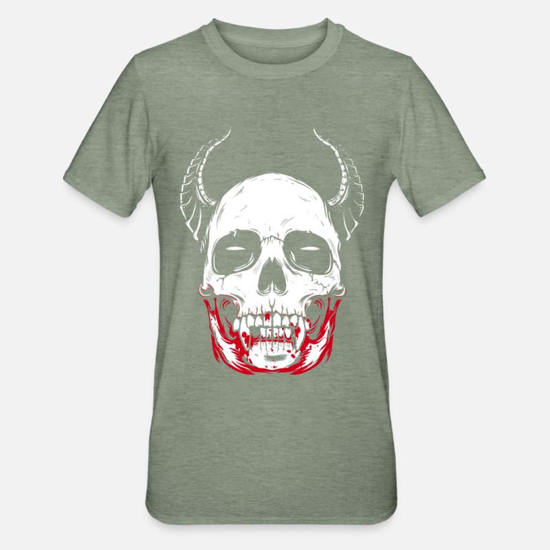 Vampire skeleton horror skull - Unisex Polycotton T-Shirt - heather military green