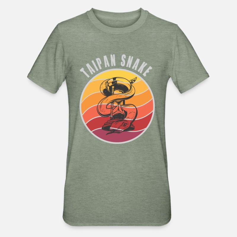 Taipan Schlangen Design / Geschenkidee - Unisex Polycotton T-Shirt - Militärgrün meliert