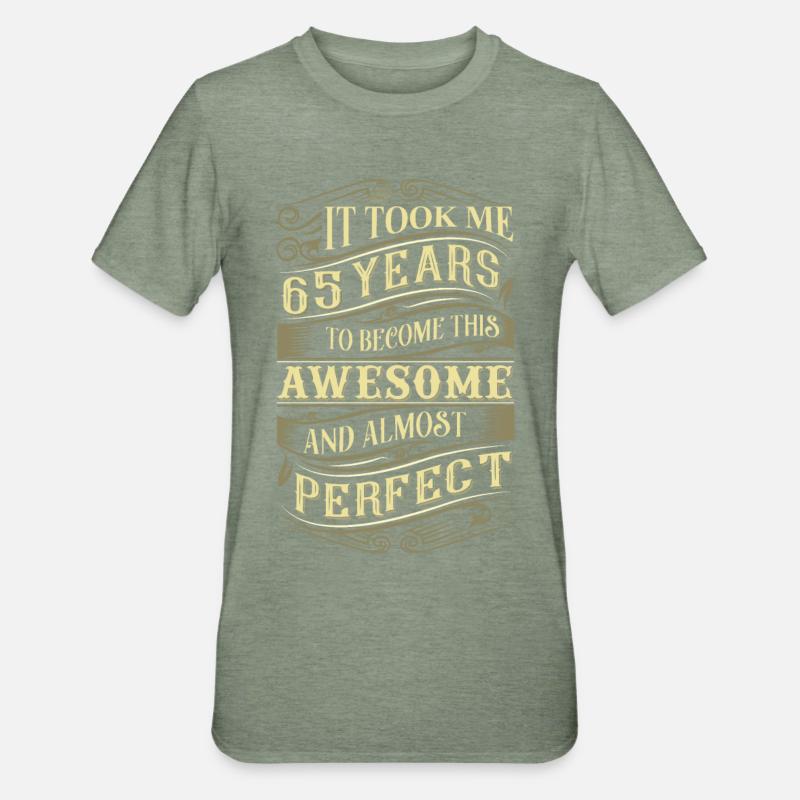 65e anniversaire - T-shirt polycoton Unisexe - vert kaki chiné