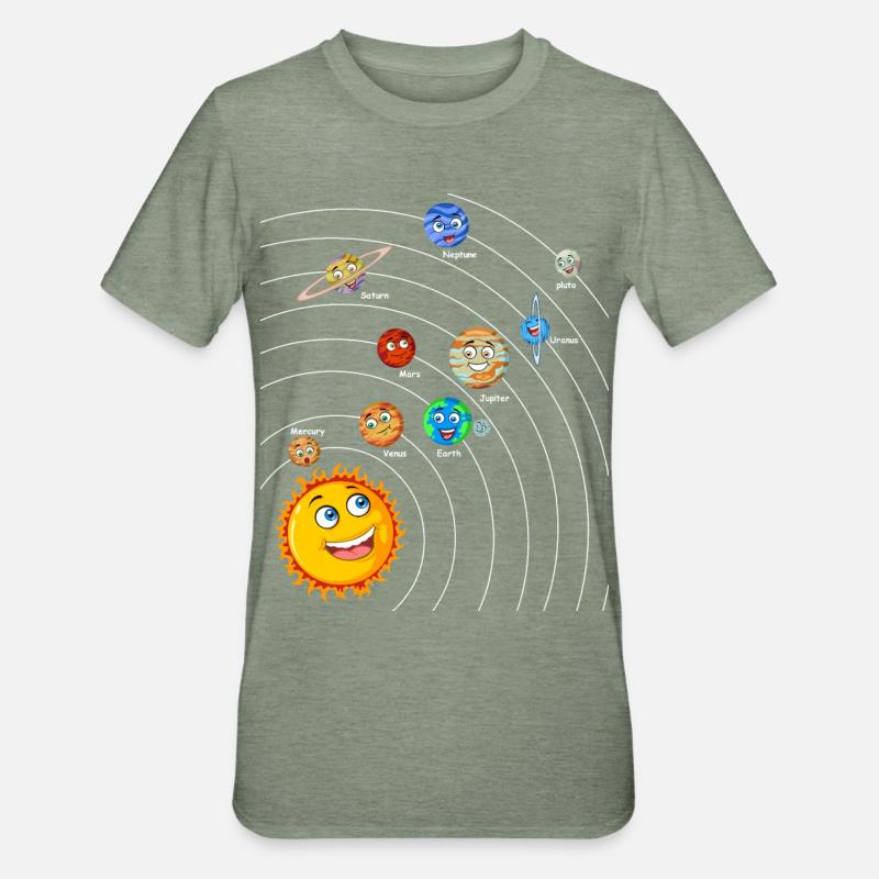 Système solaire - T-shirt polycoton Unisexe - vert kaki chiné