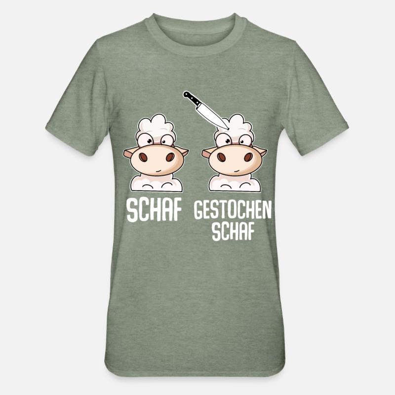 Schaf Gestochen Schaf - Unisex Polycotton T-Shirt - Militärgrün meliert