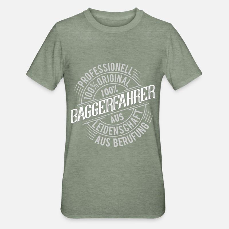 Baggerfahrer - Unisex Polycotton T-Shirt - Militärgrün meliert