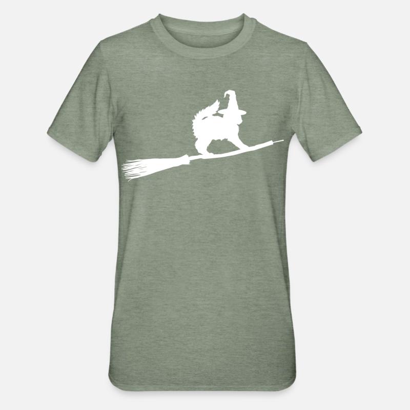 Sorcière de chat - T-shirt polycoton Unisexe - vert kaki chiné