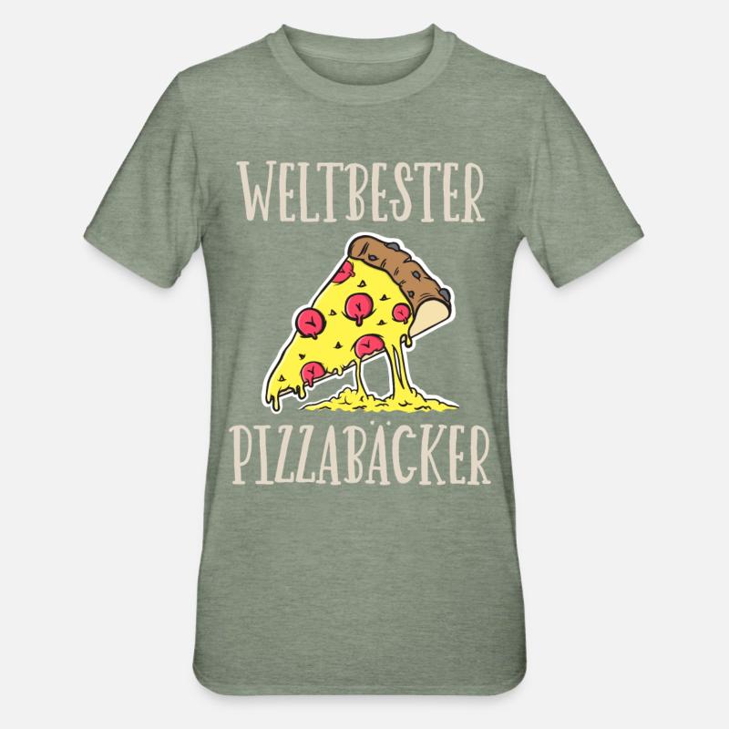 Weltbester Pizzabäcker - Unisex Polycotton T-Shirt - Militärgrün meliert