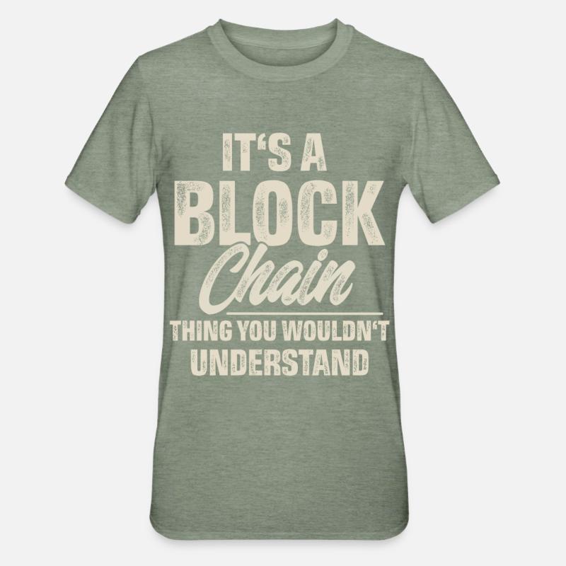 Krypto Blockchain - Unisex Polycotton T-Shirt - Militärgrün meliert