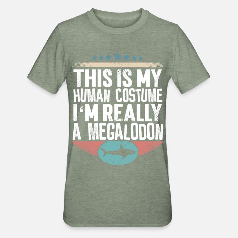 Requin géant mégalodon - T-shirt polycoton Unisexe - vert kaki chiné