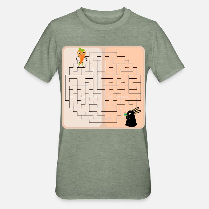 Labyrinth Bunny Easter Bunny - Unisex Polycotton T-Shirt - heather military green