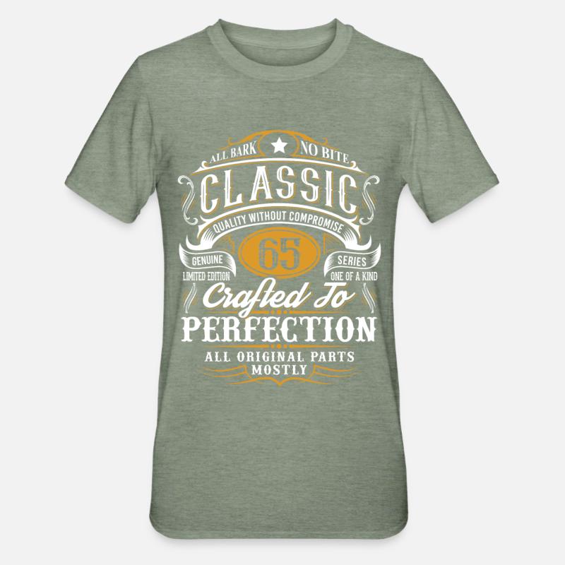 65e anniversaire - T-shirt polycoton Unisexe - vert kaki chiné